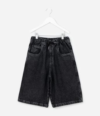Bermuda Infantil Baggy Jeans - Tam 5 a 14 Anos