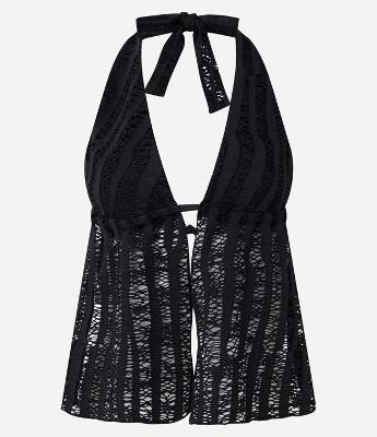 Blusa com Frente Única em Renda