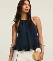 Blusa em Airflow com Babado na Barra e Gola Halter - 1