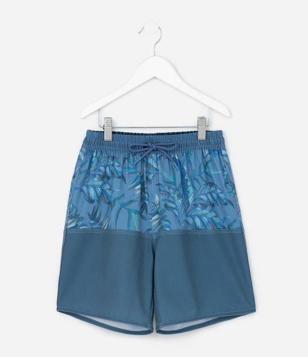 Bermuda Infantil de Banho com Estampa de Folhagens - Tam 5 a 14 Anos - 1