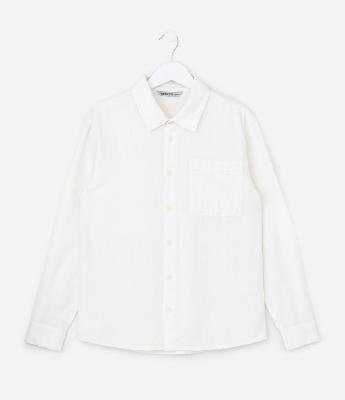 Camisa Infantil em Algodão com Linho Texturizada - Tam 5 a 14 Anos