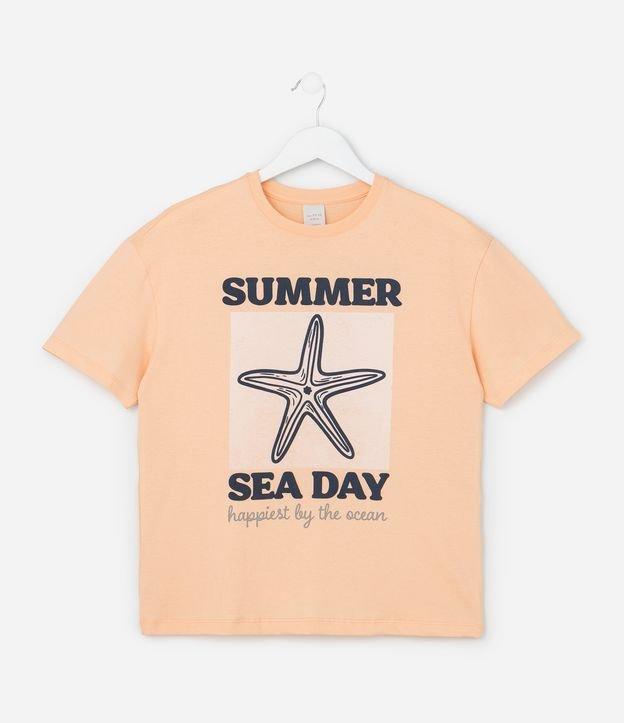 Camiseta Infantil Over com Estampa de Estrela do Mar - Tam 5 a 14 Anos - 1