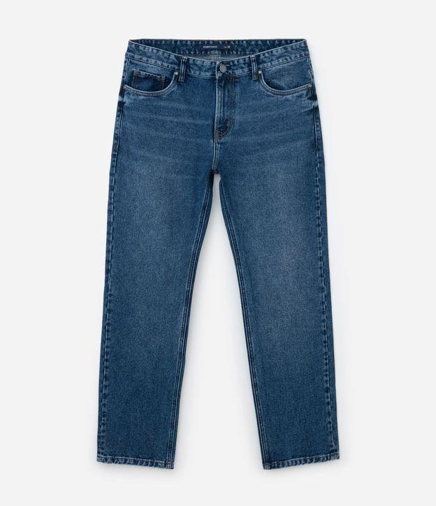 Calça Reta em Jeans com Lavagem Escura - 1