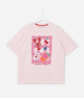 Camiseta Infantil Over com Lettering Yummy Vibes! - Tam 7 a 16 Anos