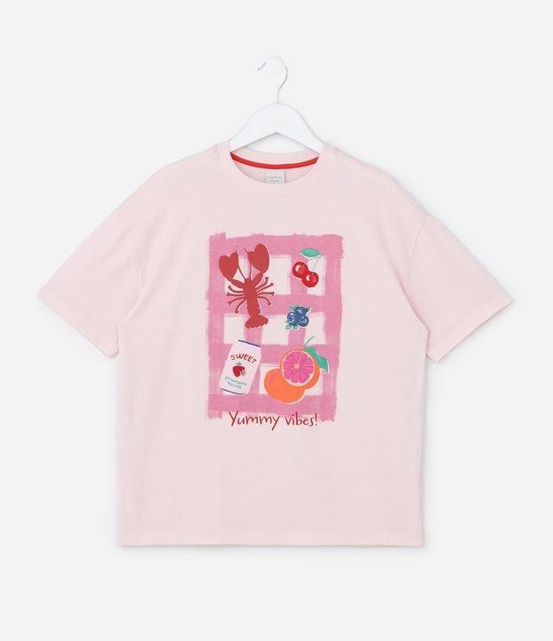 Camiseta Infantil Over com Lettering Yummy Vibes! - Tam 7 a 16 Anos - 1