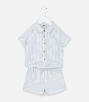 Conjunto Infantil em Tricoline com Estampa de Listras - Tam 0 a 18 Meses - 1