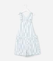 Jardineira Infantil em Jeans com Estampa de Listras e Bolso - Tam 5 a 14 Anos - 1