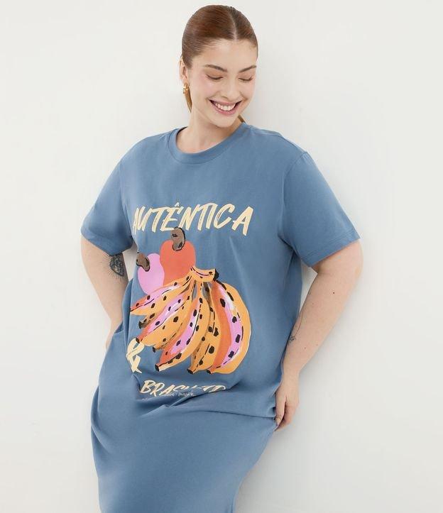 Vestido T-shirt em Algodão com Estampa Tropical e Fendas Curve & Plus Size - 2