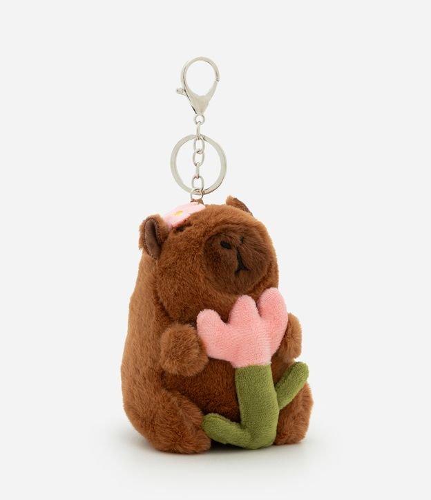 Chaveiro Infantil com Pelúcia de Capivara com Flor - Tam Único - 1