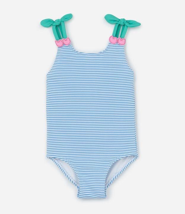 Maiô Infantil com Estampa Listrada e Cerejas Aplicadas - Tam  1 a 4 Anos
 1 ao 4 - 1