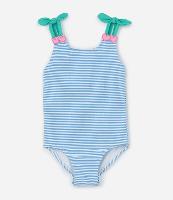 Maiô Infantil com Estampa Listrada e Cerejas Aplicadas - Tam  1 a 4 Anos
 1 ao 4 - 1