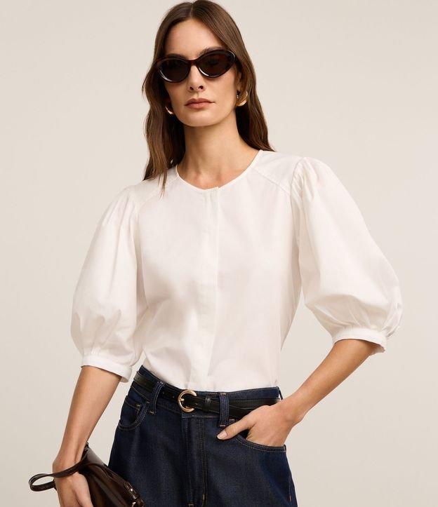 Blusa em Tricoline com Manga Bufante 3/4 - 1