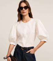 Blusa em Tricoline com Manga Bufante 3/4 - 1