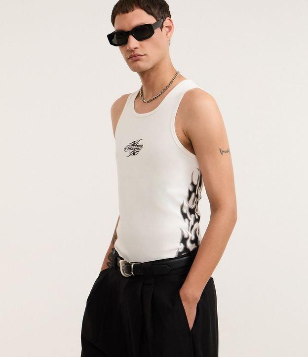 Regata Muscle em Ribana de  Algodão com Estampa Tribal - 1