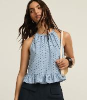 Blusa em Airflow com Babado e Estampa Poá Quadriculada - 1