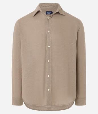 Camisa Comfort em Algodão Padronagem Mescla Texturizada