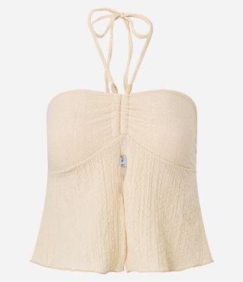 Blusa Frente Única com Textura e Fendinha Frontal