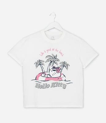 Camiseta Infantil Comfort com Estampa da Hello Kitty - Tam 5 a 14 Anos