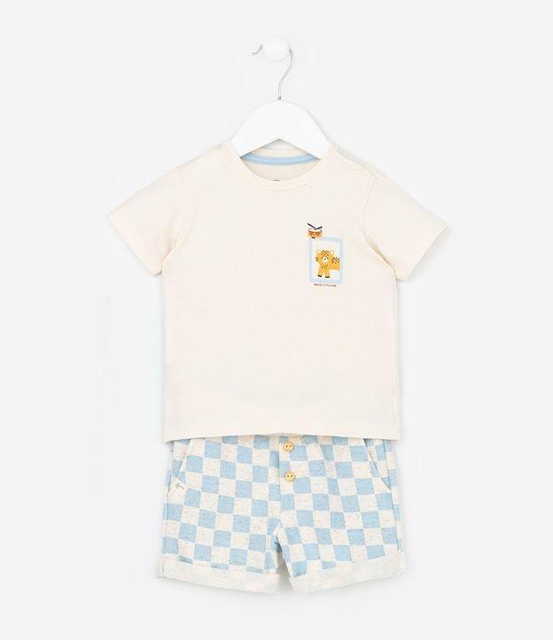 Conjunto Infantil em Moletom com Estampa Xadrez Vichy - Tam 0 a 18 Meses - 1