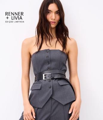 Colete Alfaiatado Sem Alça com Botões e Barra V