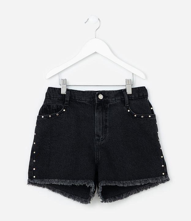 Short Infantil Regular em Jeans com Tachinhas - Tam 5 a 14 Anos - 1