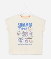 Camiseta Infantil Over com Estampa de Conchas - Tam 7 a 16 Anos - 1