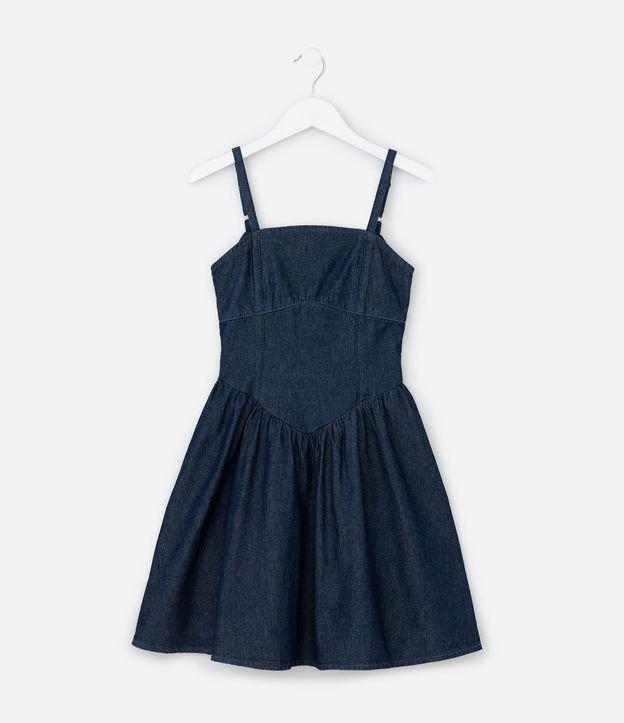 Vestido Infantil em Jeans com Cintura em V - Tam 7 a 14 Anos - 1