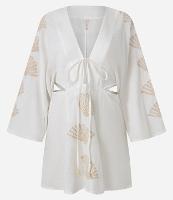 Saída de Praia Vestido Curto com Bordado de Conchas e Vazado Lateral - 1