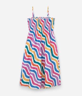 Vestido Midi em Tricoline com Listras Curve & Plus Size