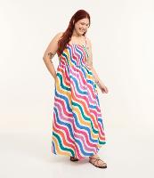 Vestido Midi em Tricoline com Listras Curve & Plus Size - 3