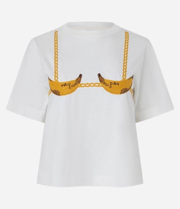 Camiseta T-shirt em Algodão com Bordado de Biquini de Banana - 1