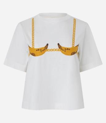 Camiseta T-shirt em Algodão com Bordado de Biquini de Banana