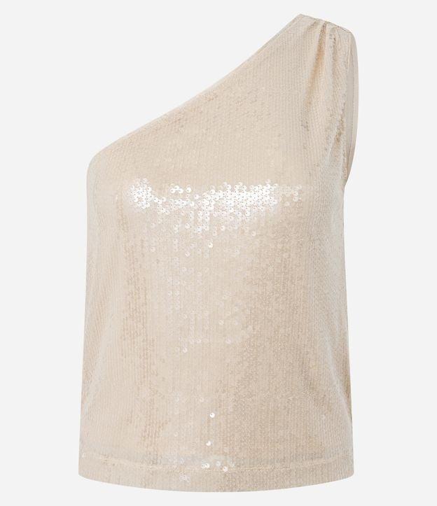 Blusa Ombro Só em Paetê Transparente e Franzido na Alça - 1