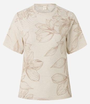 Blusa com Estampa Floral e Listras de Fio Metalizado