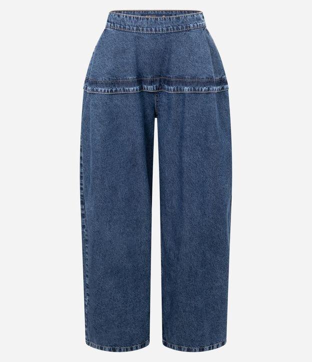 Calça Wide Leg em Jeans com Pala Saia - 1