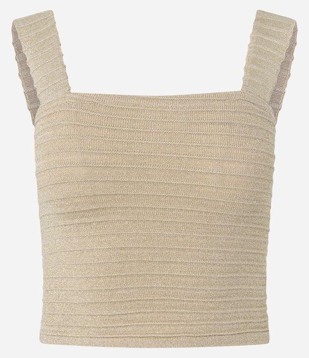 Blusa Cropped em Tricô com Brilhos e Texturizada - 1