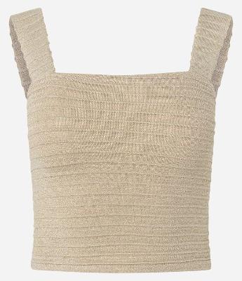 Blusa Cropped em Tricô com Brilhos e Texturizada