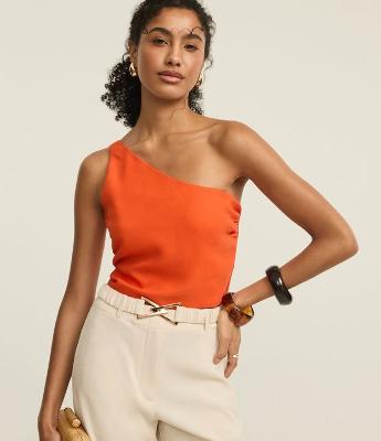 Blusa Ombro Só em Crepe com Franzido Lateral