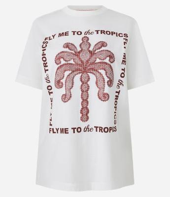 Camiseta em Algodão com Estampa Tropics Parede e Glitter