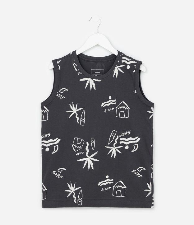 Regata Infantil em Algodão com Estampa Tropical - Tam 5 a 14 Anos - 1