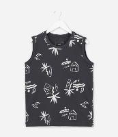 Regata Infantil em Algodão com Estampa Tropical - Tam 5 a 14 Anos - 1