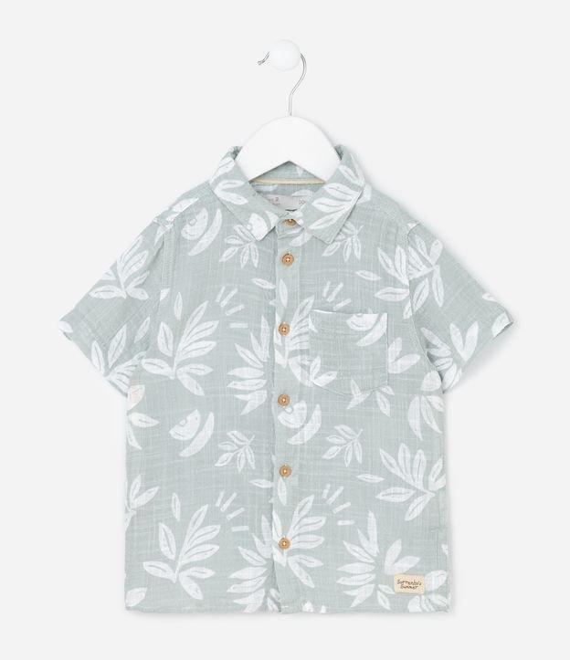 Camisa Infantil Texturizada com Estampa de Folhagens - Tam 1 a 6 Anos - 1