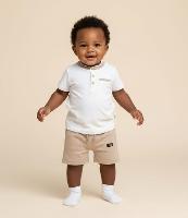 Camiseta Infantil em Piquet com Decote Henley - Tam 0 a 18 Meses - 1