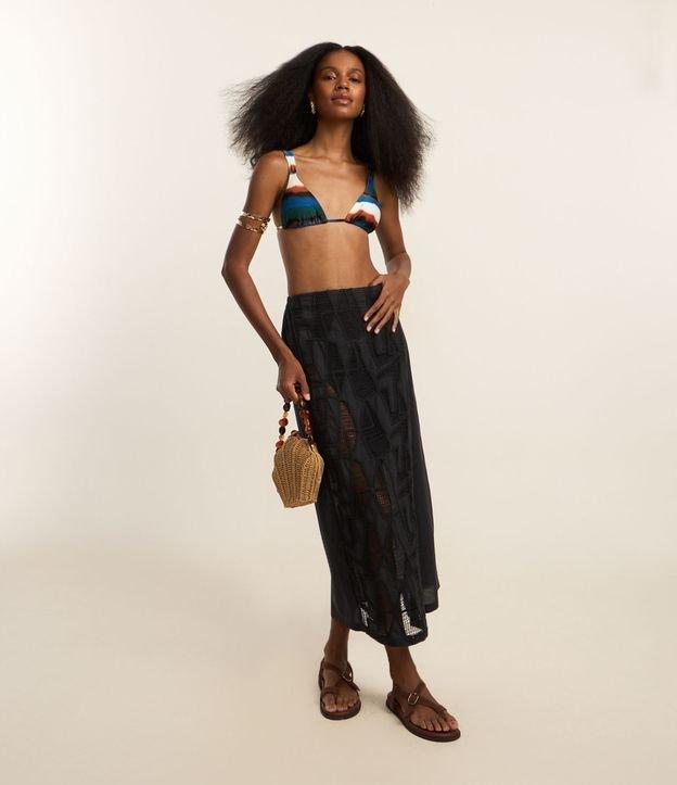 Saída de Praia Saia Midi com Sobreposição de Laise - 1