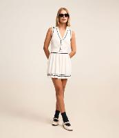 Saia Curta em Tricô com Efeito Plissado e Contraste - 1