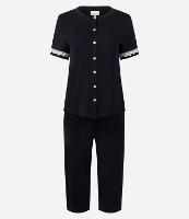 Pijama Longo em Viscose com Rendinha e Calça Capri - 1