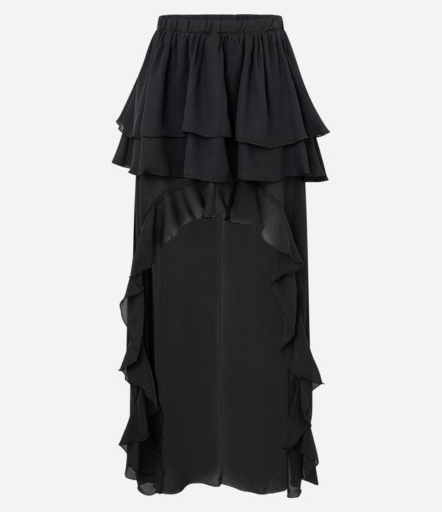 Saia Mullet Longa em Chiffon com Babados - 1