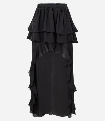 Saia Mullet Longa em Chiffon com Babados