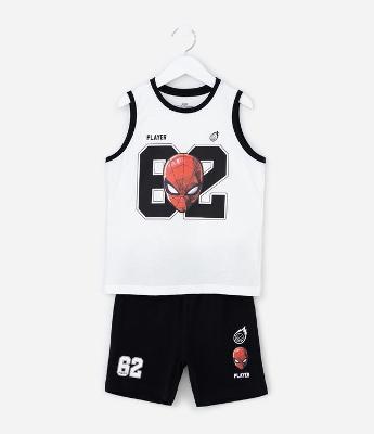 Pijama Curto Infantil com Estampa de Homem Aranha- Tam 4 ao 12 Anos