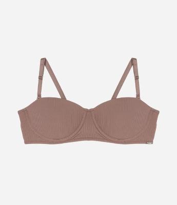 Sutiã Tomara que Caia com Bojo em Microfibra Texturizada